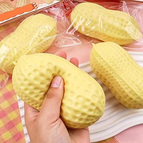 Peanut Squishy Peanut Shape Stress Relief Squeeze Fidget Toys, Soft Anxiety Relief Hand Grip Decompression Ball, Soft Squeeze Decompression Dough for Adults Office Desk Decor in Kuwait