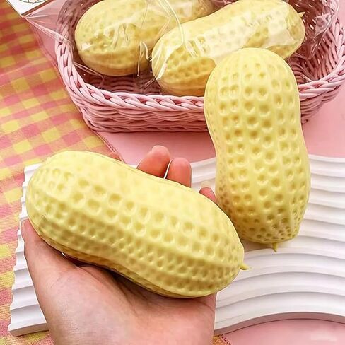 Peanut Squishy Peanut Shape Stress Relief Squeeze Fidget Toys, Soft Anxiety Relief Hand Grip Decompression Ball, Soft Squeeze Decompression Dough for Adults Office Desk Decor in Kuwait