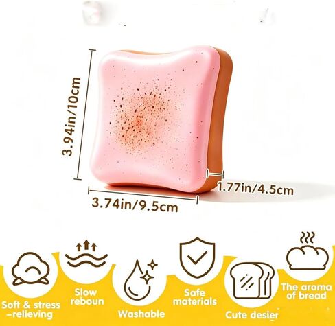Bread Butter Squishy Slow Rising Toy, Soft Foam Stress Ball, Fidget Toy for Stress Relief, Party Favor, Stocking Stuffer(Pink) in Kuwait