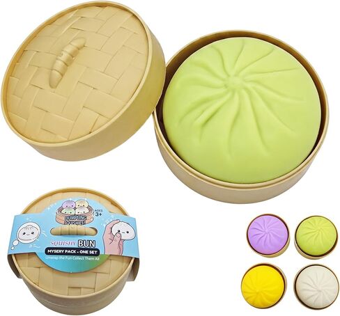 Dumpling Squishy Toy with Mini Steamer, Stress Relief Fidget Toy for Kids Adults, Realistic Steamed Buns Slow Rising Sensory Toy, Upgraded Series 3 Collection Mystery Squishy Dumpling Toy (Purple) in Kuwait