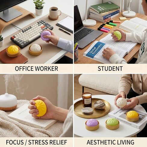 Dumpling Squishy Toy with Mini Steamer, Stress Relief Fidget Toy for Kids Adults, Realistic Steamed Buns Slow Rising Sensory Toy, Upgraded Series 3 Collection Mystery Squishy Dumpling Toy (Purple) in Kuwait