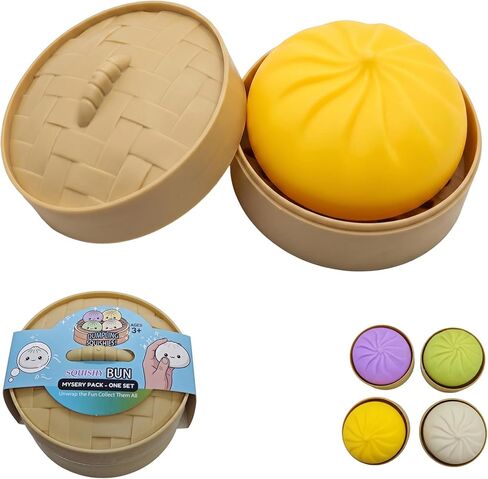 Dumpling Squishy Toy with Mini Steamer, Stress Relief Fidget Toy for Kids Adults, Realistic Steamed Buns Slow Rising Sensory Toy, Upgraded Series 3 Collection Mystery Squishy Dumpling Toy (Purple) in Kuwait