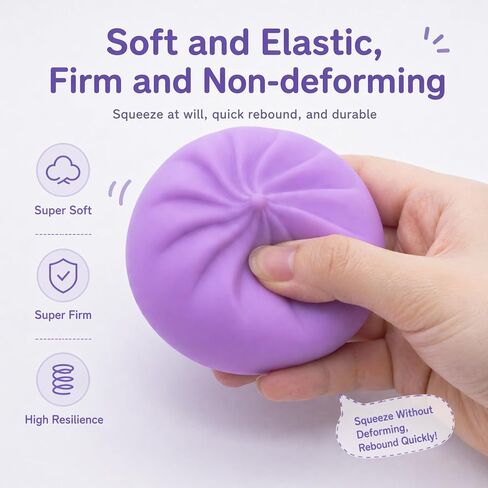 Dumpling Squishy Toy with Mini Steamer, Stress Relief Fidget Toy for Kids Adults, Realistic Steamed Buns Slow Rising Sensory Toy, Upgraded Series 3 Collection Mystery Squishy Dumpling Toy (Purple) in Kuwait