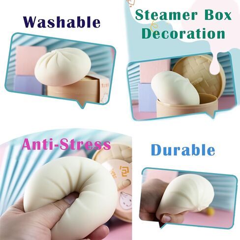 Dumpling Squishy Toy with Mini Steamer, Stress Relief Fidget Toy for Kids Adults, Realistic Steamed Buns Slow Rising Sensory Toy, Upgraded Series 3 Collection Mystery Squishy Dumpling Toy (Purple) in Kuwait