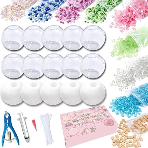 DIY Stress Ball Making Kit, Squishy Make Kit with 15 TPR Ball Skins, 9 Types of Fillers, Air Pump, Vacuum Tool, Plugs & Cable Ties, Make Your Own Squishies for ASMR Anxiety Relief Sensory Fidget Toys in Saudi Arabia