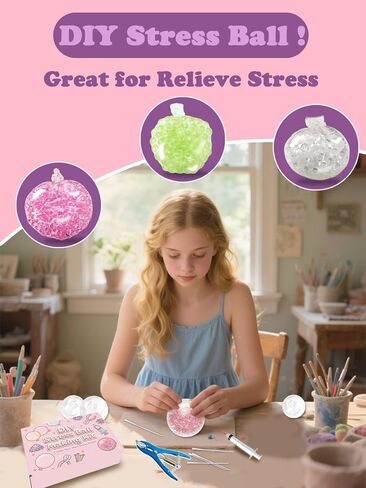 DIY Stress Ball Making Kit, Squishy Make Kit with 15 TPR Ball Skins, 9 Types of Fillers, Air Pump, Vacuum Tool, Plugs & Cable Ties, Make Your Own Squishies for ASMR Anxiety Relief Sensory Fidget Toys in Saudi Arabia