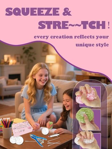 DIY Stress Ball Making Kit, Squishy Make Kit with 15 TPR Ball Skins, 9 Types of Fillers, Air Pump, Vacuum Tool, Plugs & Cable Ties, Make Your Own Squishies for ASMR Anxiety Relief Sensory Fidget Toys in Saudi Arabia