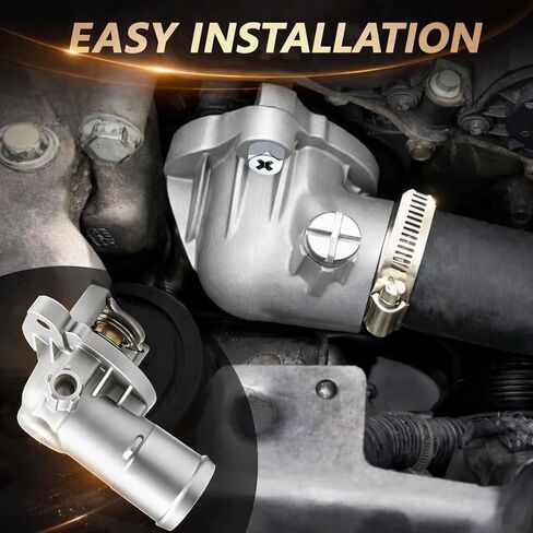 Upgraded Coolant Thermostat Housing Assembly with Hose Clamp Compatible with Dodge Jeep Ram Chrysler 3.6L & 3.2L V6 Models (Aluminium) Replace#: 5184570AH 902-3036XD 902-3036 in Kuwait