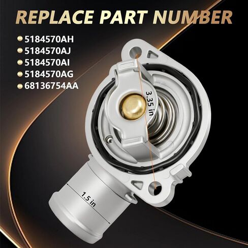 Upgraded Coolant Thermostat Housing Assembly with Hose Clamp Compatible with Dodge Jeep Ram Chrysler 3.6L & 3.2L V6 Models (Aluminium) Replace#: 5184570AH 902-3036XD 902-3036 in Kuwait