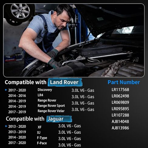 مجموعة مبيت منظم حرارة مبرد المحرك مع أجهزة استشعار LR117568 مناسبة لسيارة لاند روفر ديسكفري رينج روفر سبورت فيلار LR4 وجاكوار F-Pace F-Type XF XE XJ 3.0L V6 Rplace LR107288 AJ813986 AJ814048 in Kuwait