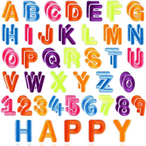ASTARON 36Pcs Iron on Letters and Numbers Patches 10 Color Options 1.3Inch Alphabet Embroidered Patch A-Z,Numbers0-9 Patches Alphabet Cloth Patch for Clothes,Socks,Jeans,Hat,DIY Accessories(Colorful) in Kuwait
