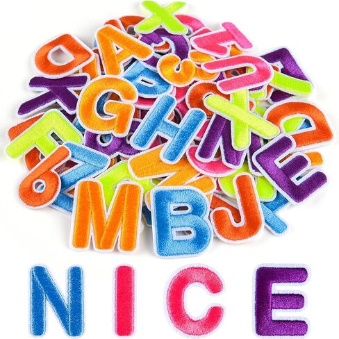 ASTARON 36Pcs Iron on Letters and Numbers Patches 10 Color Options 1.3Inch Alphabet Embroidered Patch A-Z,Numbers0-9 Patches Alphabet Cloth Patch for Clothes,Socks,Jeans,Hat,DIY Accessories(Colorful) in Kuwait