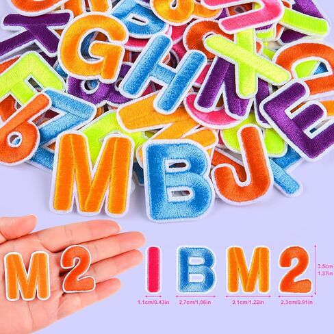 ASTARON 36Pcs Iron on Letters and Numbers Patches 10 Color Options 1.3Inch Alphabet Embroidered Patch A-Z,Numbers0-9 Patches Alphabet Cloth Patch for Clothes,Socks,Jeans,Hat,DIY Accessories(Colorful) in Kuwait