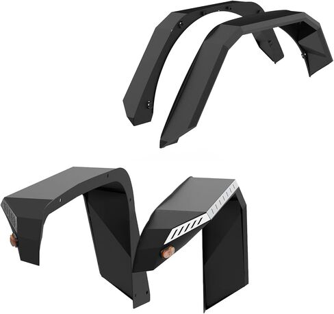 Front and Rear Fender Flares Kit w/LED Turn Signal Lights Compatible with 2018 2019 2020 2021 2022 2023 2024 Jeep Wrangler JL & JLU Unlimited (2-Door & 4-Door),4PCS Off-road Flat Fenders Mud Guard in Saudi Arabia