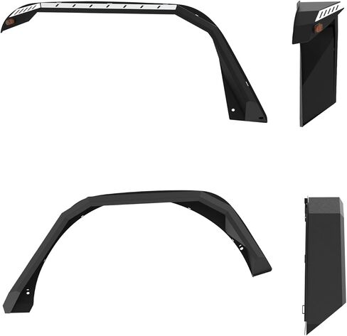 Front and Rear Fender Flares Kit w/LED Turn Signal Lights Compatible with 2018 2019 2020 2021 2022 2023 2024 Jeep Wrangler JL & JLU Unlimited (2-Door & 4-Door),4PCS Off-road Flat Fenders Mud Guard in Saudi Arabia