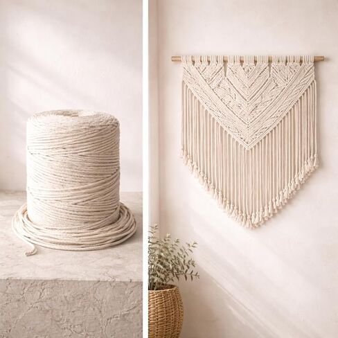 Macrame Cord Cotton Rope Twine for Crafts String Yarn for Wall Hanging Plant Hangers Christmas Crafts Knitting Twisted (White, 2mm x 328 Yards) in Saudi Arabia