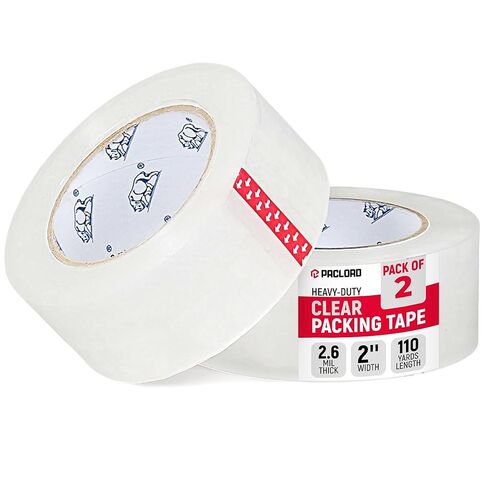 3" x 110 Yards Clear Packing Tape, Pack of 2 - Heavy-Duty 2.6 Mil Thick Carton Sealing Tape with Industrial Strength Adhesion for Packaging, Moving, or Shipping Boxes in Kuwait