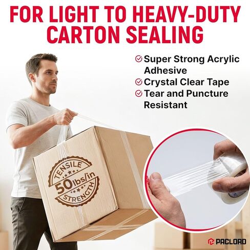 3" x 110 Yards Clear Packing Tape, Pack of 2 - Heavy-Duty 2.6 Mil Thick Carton Sealing Tape with Industrial Strength Adhesion for Packaging, Moving, or Shipping Boxes in Kuwait