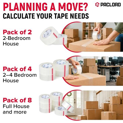 3" x 110 Yards Clear Packing Tape, Pack of 2 - Heavy-Duty 2.6 Mil Thick Carton Sealing Tape with Industrial Strength Adhesion for Packaging, Moving, or Shipping Boxes in Kuwait