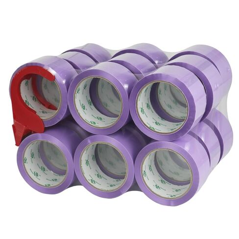 BOMEI PACK شريط تعبئة لاصق بنفسجي بنفسجي 6 لفات مع موزع واحد 2.4 مل × 2 بوصة × 55Y شريط تعبئة صندوق ألوان لاصق لختم الكرتون والبريد والتخزين والشحن والنقل in Kuwait