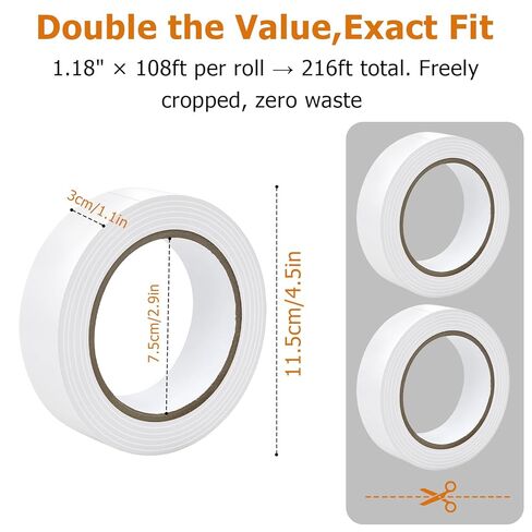 2 Roll Bottle Sealing Tapes,1.18in x 108ft Can be Freely Cropped,Stop Liquid Leaks Tapes for Laundry Detergent,Toiletries,Jar Lids,Waterproof Sealable Tapes for Travel, Camping, Picnics and Shipping in Saudi Arabia
