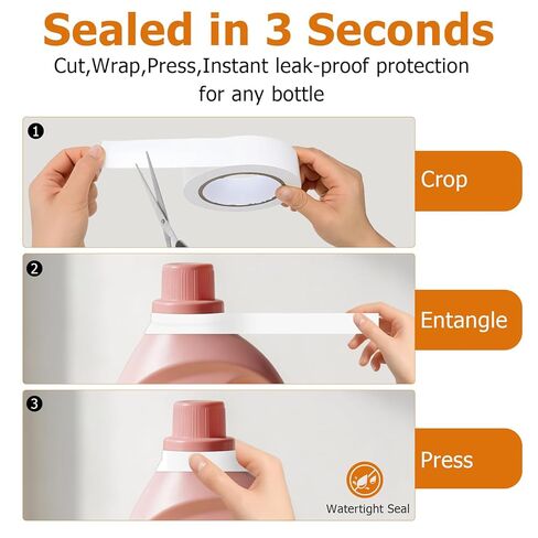 2 Roll Bottle Sealing Tapes,1.18in x 108ft Can be Freely Cropped,Stop Liquid Leaks Tapes for Laundry Detergent,Toiletries,Jar Lids,Waterproof Sealable Tapes for Travel, Camping, Picnics and Shipping in Saudi Arabia