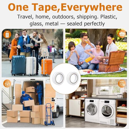 2 Roll Bottle Sealing Tapes,1.18in x 108ft Can be Freely Cropped,Stop Liquid Leaks Tapes for Laundry Detergent,Toiletries,Jar Lids,Waterproof Sealable Tapes for Travel, Camping, Picnics and Shipping in Saudi Arabia