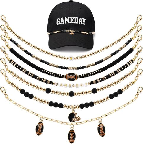 Tondiamo 7 Pcs Game Day Trucker Hat Chain Bill Charm Decoration Baseball Football Cap Chain for Women Men Game Day Decorative in Kuwait