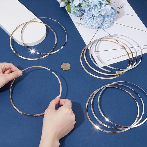 UNICRAFTALE 10Pcs 2 Colors Choker Necklaces 5.31 inch Inner Diameter Wire Wrap Collars Necklaces Metal Plain Chocers Collar Necklace for Women Open Choker Necklace Gifts in Kuwait
