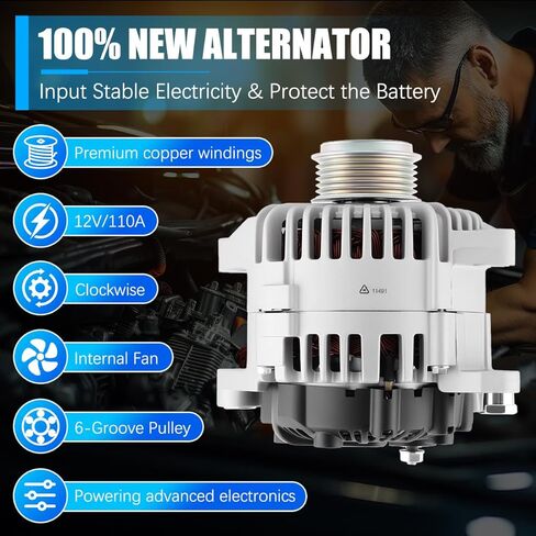 Alternator 11491 Fit for Hyundai Sonata Tucson 2010-2013, for Kia Optima Sportage Forte 2011-2013 L4 2.4L Automotive Replacement Alternators 373002G150 373002G400 11491N in Kuwait