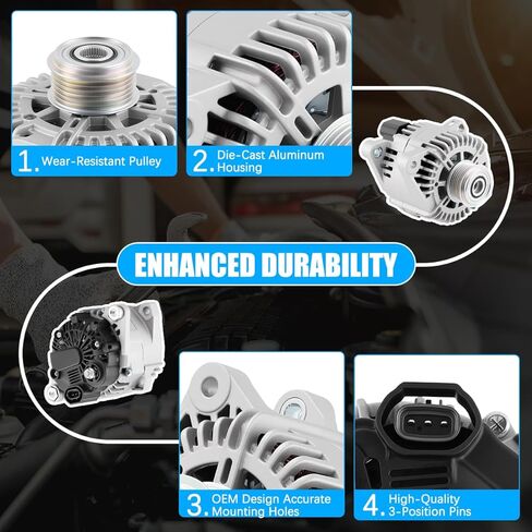 Alternator 11491 Fit for Hyundai Sonata Tucson 2010-2013, for Kia Optima Sportage Forte 2011-2013 L4 2.4L Automotive Replacement Alternators 373002G150 373002G400 11491N in Kuwait