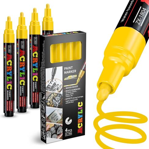 Orange Paint Marker Pens - 4 Pack Medium Tip Acrylic Paint Markers, Waterproof & Quick Drying Water-based Marker Pen for Rock Painting, Tires, Wood, Plastic, Canvas, Mugs, Stone in Saudi Arabia