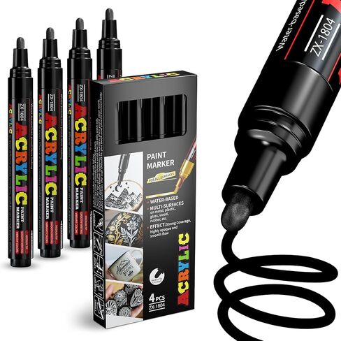 Orange Paint Marker Pens - 4 Pack Medium Tip Acrylic Paint Markers, Waterproof & Quick Drying Water-based Marker Pen for Rock Painting, Tires, Wood, Plastic, Canvas, Mugs, Stone in Saudi Arabia