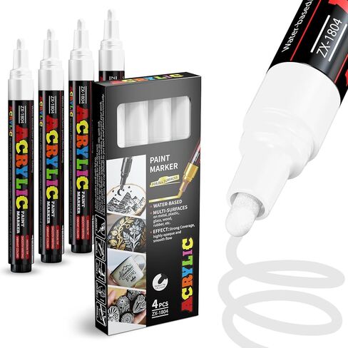 Orange Paint Marker Pens - 4 Pack Medium Tip Acrylic Paint Markers, Waterproof & Quick Drying Water-based Marker Pen for Rock Painting, Tires, Wood, Plastic, Canvas, Mugs, Stone in Saudi Arabia