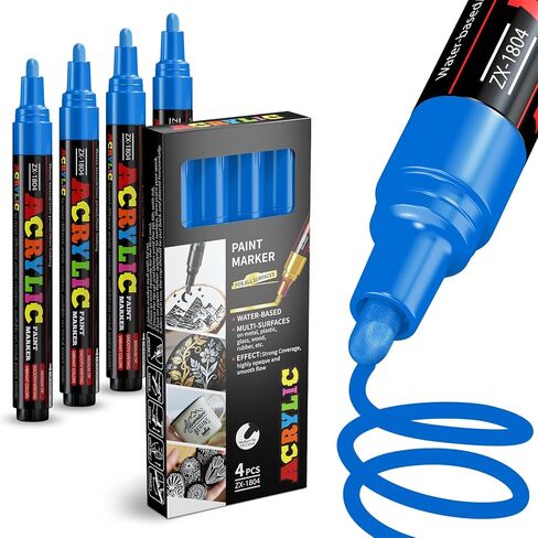 Orange Paint Marker Pens - 4 Pack Medium Tip Acrylic Paint Markers, Waterproof & Quick Drying Water-based Marker Pen for Rock Painting, Tires, Wood, Plastic, Canvas, Mugs, Stone in Saudi Arabia