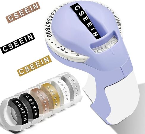 Embossed Label Printer (with Tape), Includes 6 Rolls of 3D Embossed Waterproof Labels, Ideal for Office, Home Organization, and DIY Projects in Saudi Arabia