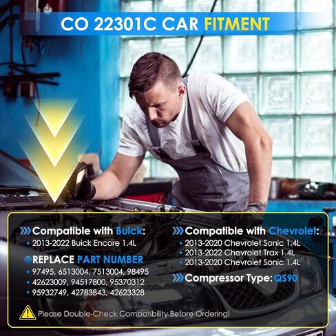 Car A/C Compressor Fit for Encore 2013-2022, Encore GX 2020-2021, for Sonic 2013-2020, Trax 13-22 Automotive Replacement AC Compressor 6513004 A/C Compressor for Car CO 22301C in Kuwait