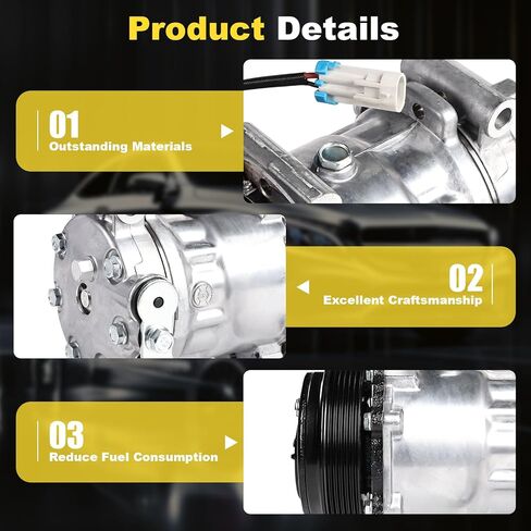 Air Conditioning AC Compressor with Clutch Compatible with Chevy C1500 5.7L 1996-1999 for Cadillac Escalade 5.7L 1999 2000 A/C Compressor,Replaces 1136527, 1136557, 1136559, 1136519, CO20151C in Saudi Arabia