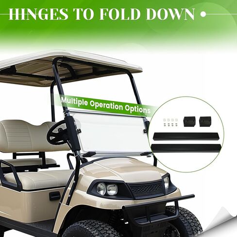 الزجاج الأمامي HECASA متوافق مع عربة الجولف EZGO TXT 2014-Up الشفافة القابلة للطي للأسفل والزجاج الأمامي من البلاستيك المتين in Kuwait