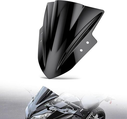 الزجاج الأمامي للدراجات النارية يناسب Kawasaki Ninja 300 EX300R EX300 2013-2018 الزجاج الأمامي ذو الفقاعات المزدوجة للزجاج الأمامي للدراجة النارية Ninja 300 منحرف الرياح الأمامي للدراجات النارية ABS بلاستيك (أسود) in Kuwait