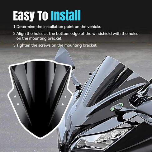 الزجاج الأمامي للدراجات النارية يناسب Kawasaki Ninja 300 EX300R EX300 2013-2018 الزجاج الأمامي ذو الفقاعات المزدوجة للزجاج الأمامي للدراجة النارية Ninja 300 منحرف الرياح الأمامي للدراجات النارية ABS بلاستيك (أسود) in Kuwait