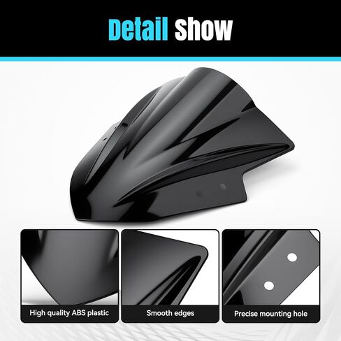 الزجاج الأمامي للدراجات النارية يناسب Kawasaki Ninja 300 EX300R EX300 2013-2018 الزجاج الأمامي ذو الفقاعات المزدوجة للزجاج الأمامي للدراجة النارية Ninja 300 منحرف الرياح الأمامي للدراجات النارية ABS بلاستيك (أسود) in Kuwait