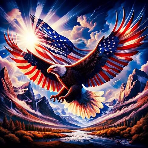 5D Independence Day Diamond Art Kits for Adults, Fourth of July Diamond Painting Kits for Adults Beginners, DIY Diamond Painting with Round Gem Art Kits for Gift Home Wall Decor 12x16 Inch in Saudi Arabia
