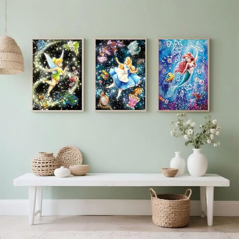 ARPADAMO 12 Pack Princess Diamond Art,5D Princess Diamond Art Kits for Adults,DIY Full Drill Diamond Painting Kit,Home Wall Decor Diamond Painting(12x16 Inch) in Kuwait