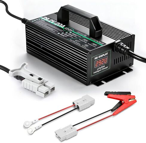 24V Lithium Battery Charger with 8 Protections 20A 29.2V Lifepo4 Battery Charger Overcharge Protection Fully Automatic Smart Trickle Charging for Golf Carts, Forklifts, Rvs with 25.6V Lifepo4 Battery in Saudi Arabia