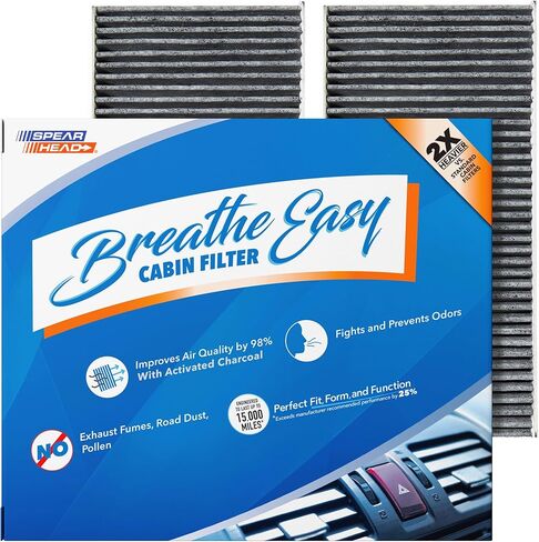 Spearhead Odor Defense Breathe Easy AC & Heater Cabin Filter | Fits 2002-06 RSX, 2002-06 CR-V, 2001-05 Civic, 2003-11 Element Like OEM | Up to 25% Longer Lasting w/Activated Carbon (BE-135) in Saudi Arabia