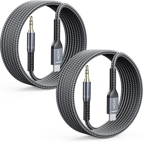 كابل مقبس صوت Aux من LERTOSEN USB C إلى 3.5 مم (عبوة من قطعتين)، محول من النوع C إلى سماعة رأس 3.5 مم سلك كابل دونجل ستيريو للسيارة متوافق مع iPhone 15 Pro Max/15 Pro/15 Plus/15، Samsung S23 S22 S21 Ultra، iPad in Kuwait