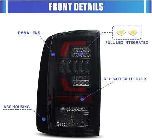 Nixon Offroad Tail Lights LED Sequential for 2009 Dodge Ram 1500, 2010-2018 Ram 1500 2500 3500, 2019-2024 Ram 1500 Classic, Full LED Sequential Rear Lamps Assembly Replacement, Smoke Lens in Saudi Arabia
