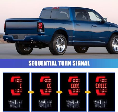 Nixon Offroad Tail Lights LED Sequential for 2009 Dodge Ram 1500, 2010-2018 Ram 1500 2500 3500, 2019-2024 Ram 1500 Classic, Full LED Sequential Rear Lamps Assembly Replacement, Smoke Lens in Saudi Arabia