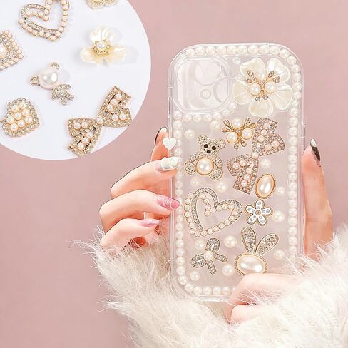 Junk Case Charms Kit with Gule, Junk Phone Case Decorating Kit with Bling Flower Butterfly Flatback Pearls Rhinestone Accessories for DIY Phones Case Deco Making Supplies in Kuwait